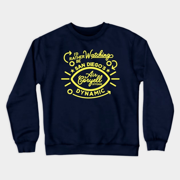 San Diego Chargers Air Coryell Offense Crewneck Sweatshirt by Carl Cordes